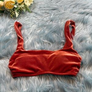 Aerie Burnt Orange Velvet Bralette sz XS